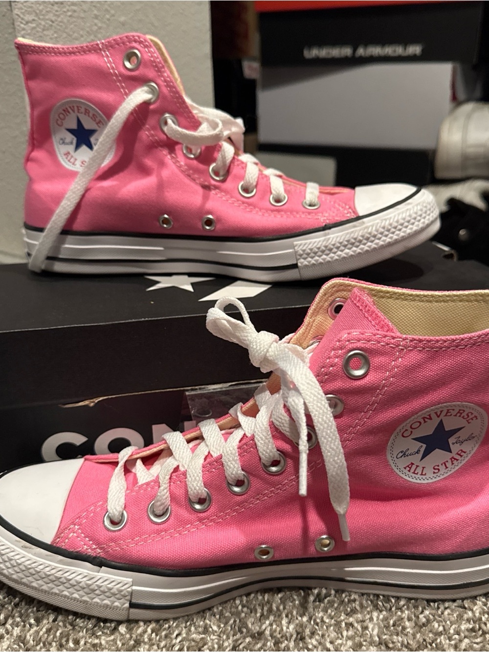 Converse Kids High Top Sneakers in Bright Pink